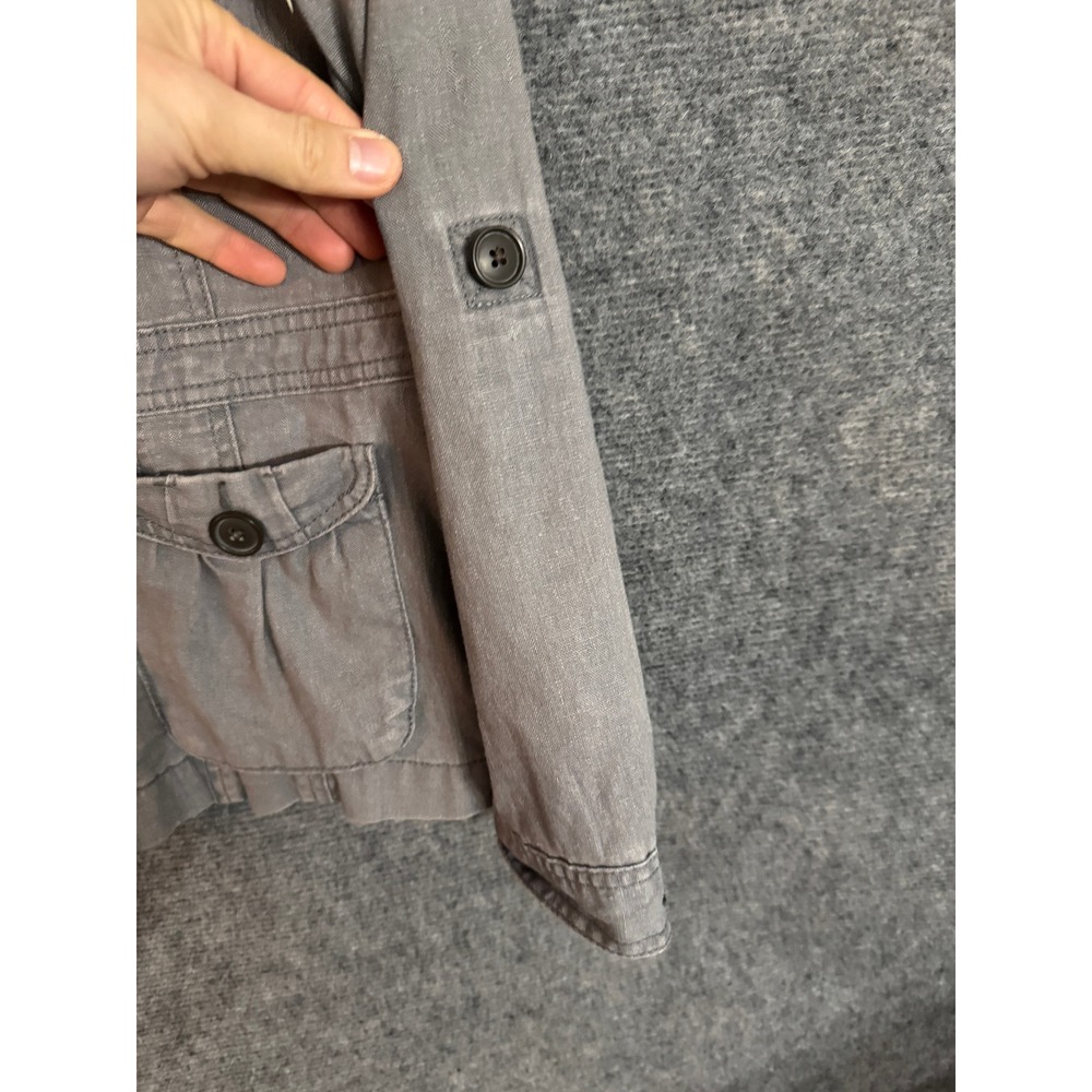 Gap Gray Linen Blend Utility Jacket Button Front … - image 8